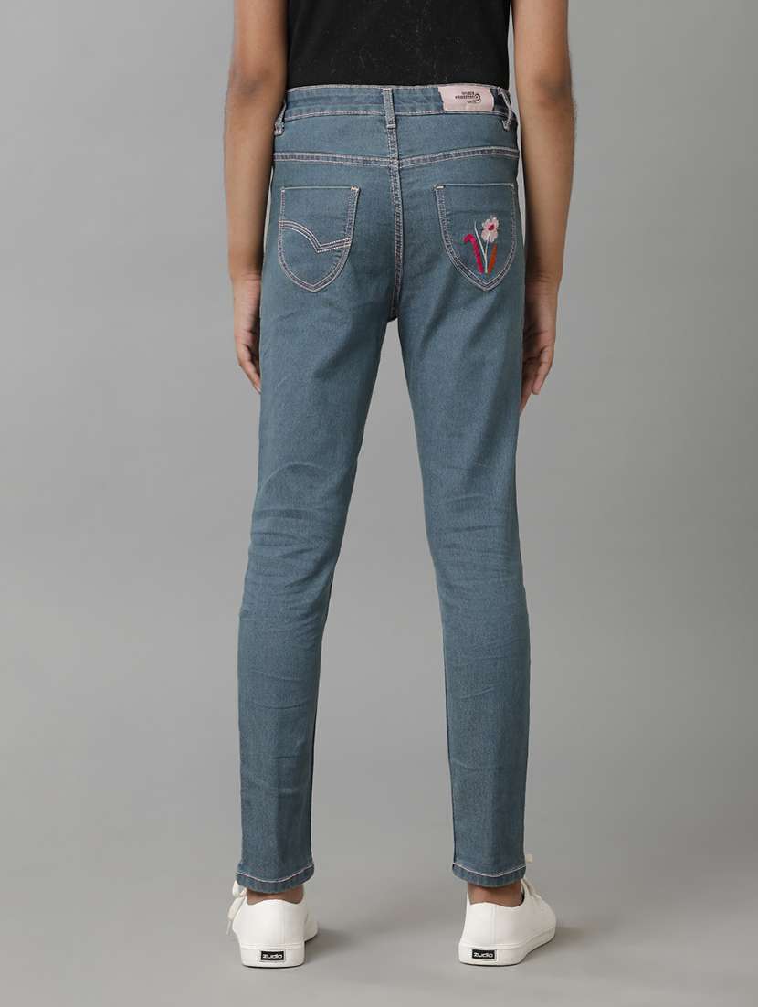 girls solid mid rise slim fit jean - 22071248 - Standard Image - 1