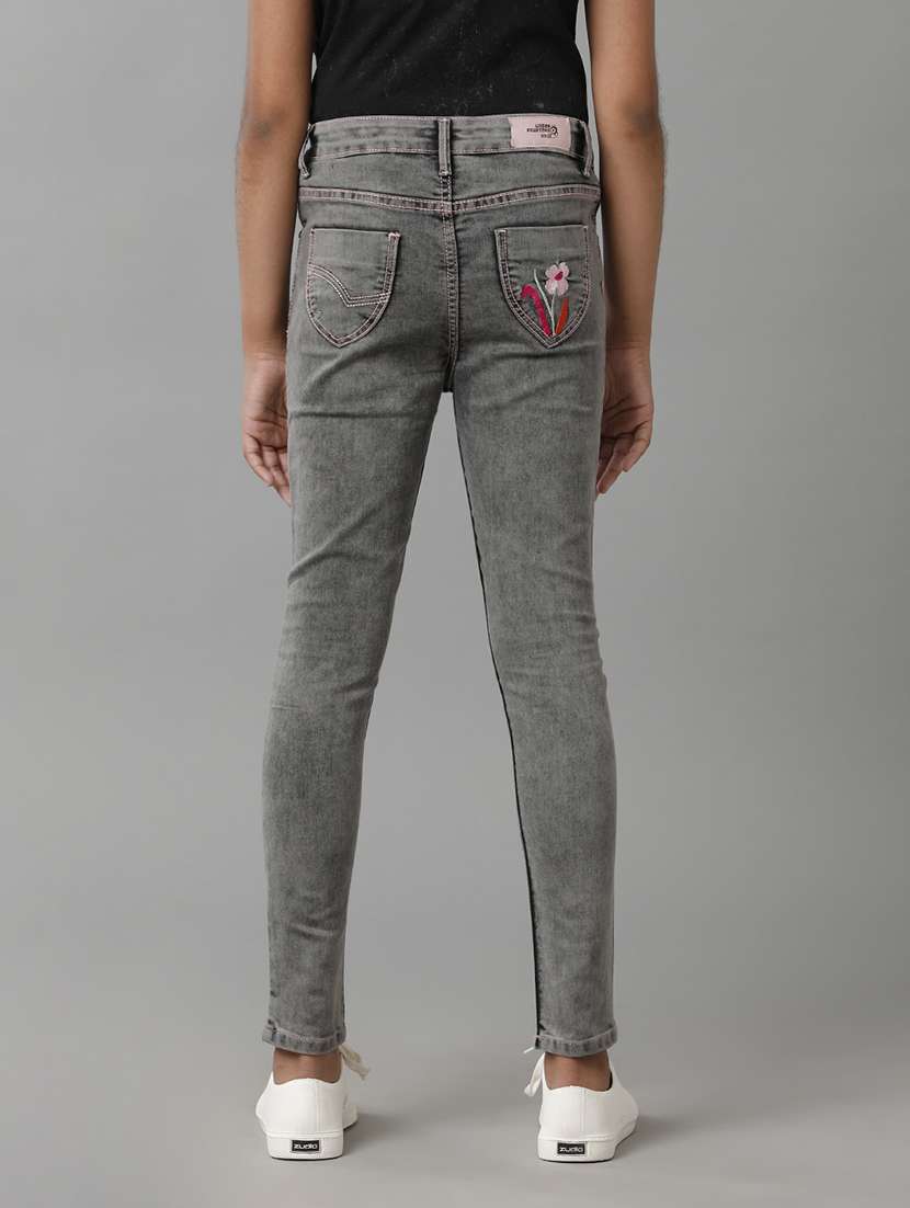 girls solid mid rise slim fit jean - 22071249 - Standard Image - 1