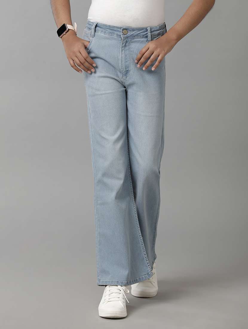 girls solid mid rise bootcut jeans - 22071253 -  Standard Image - 1