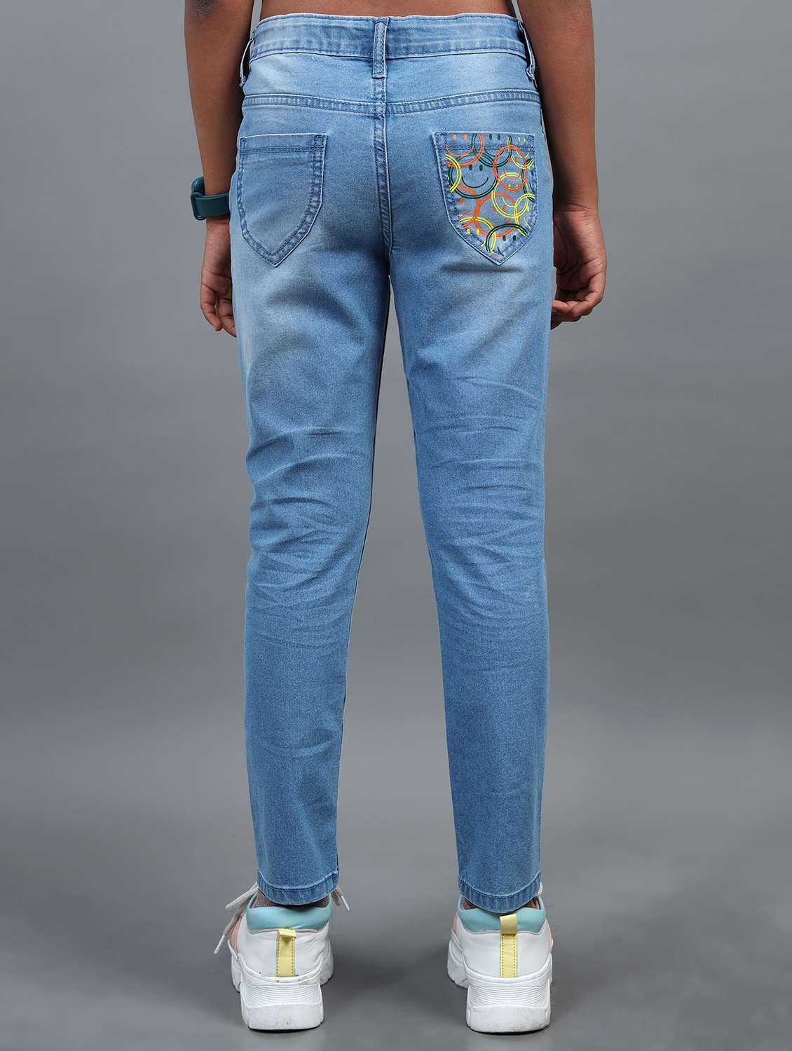 girls solid mid rise slim fit jean - 22071256 - Standard Image - 1