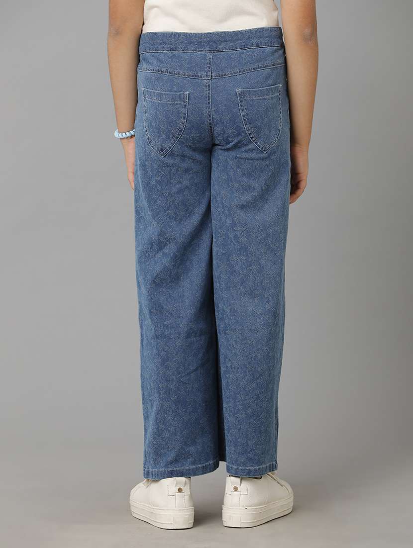 girls solid mid rise wide leg jeans - 22071258 -  Standard Image - 1