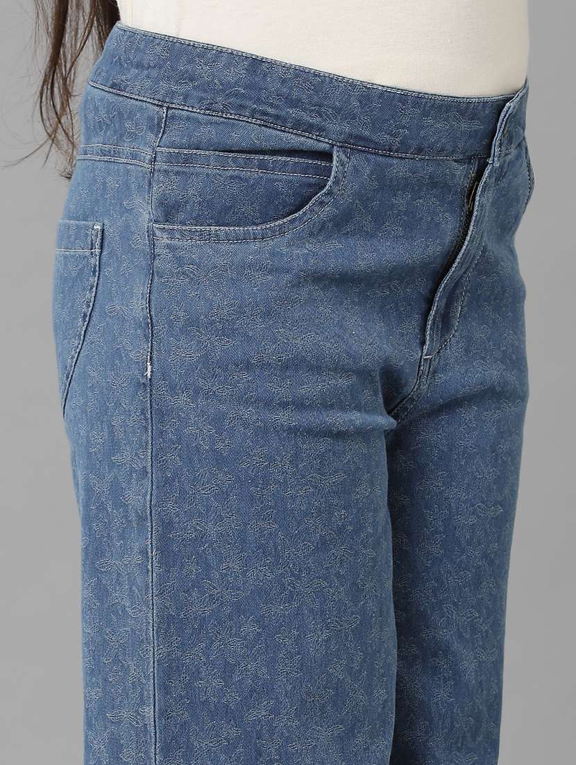 girls solid mid rise wide leg jeans - 22071258 - Standard Image - 4