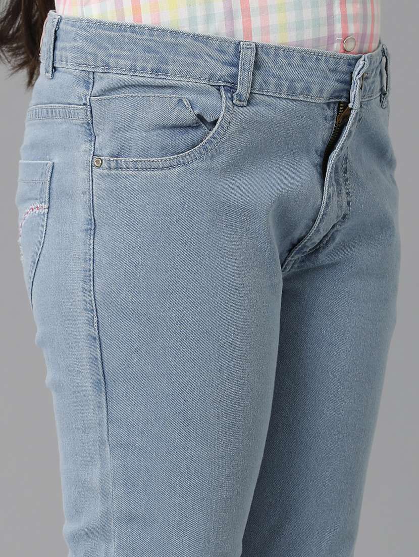 girls solid mid rise slim fit jean - 22071267 - Standard Image - 4