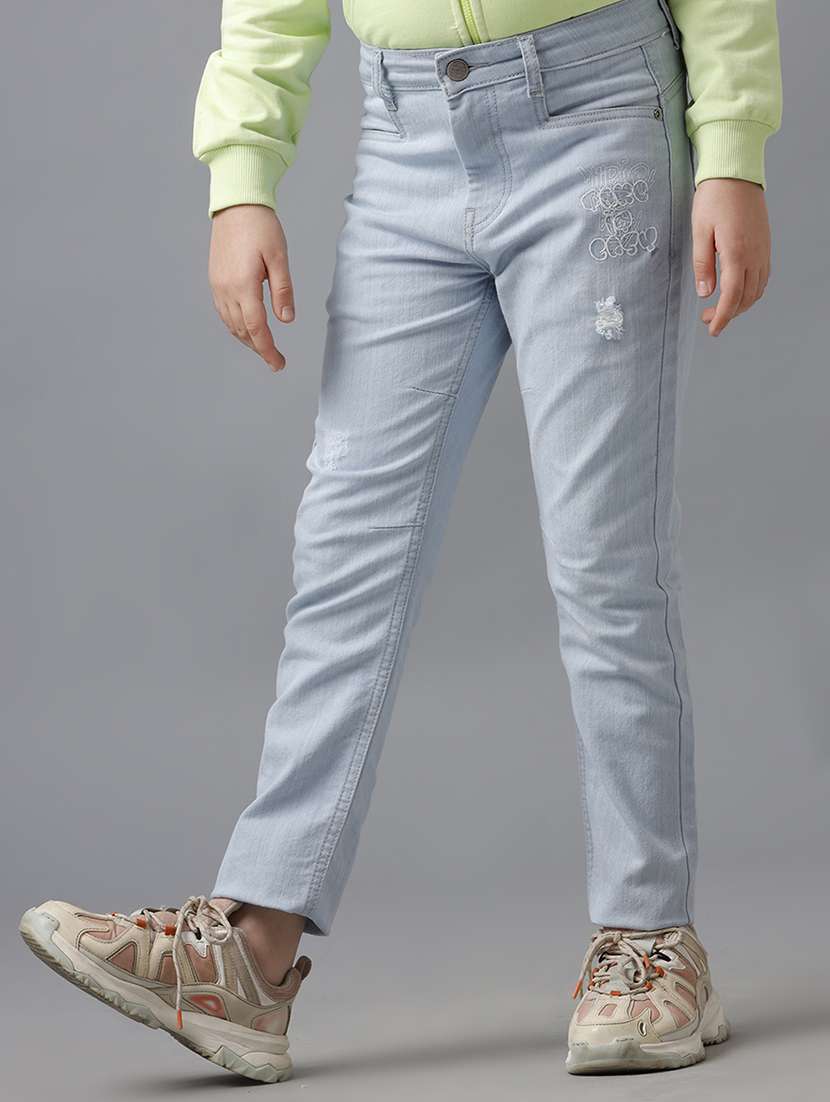 girls solid mid rise slim fit jean - 22071279 - Standard Image - 1