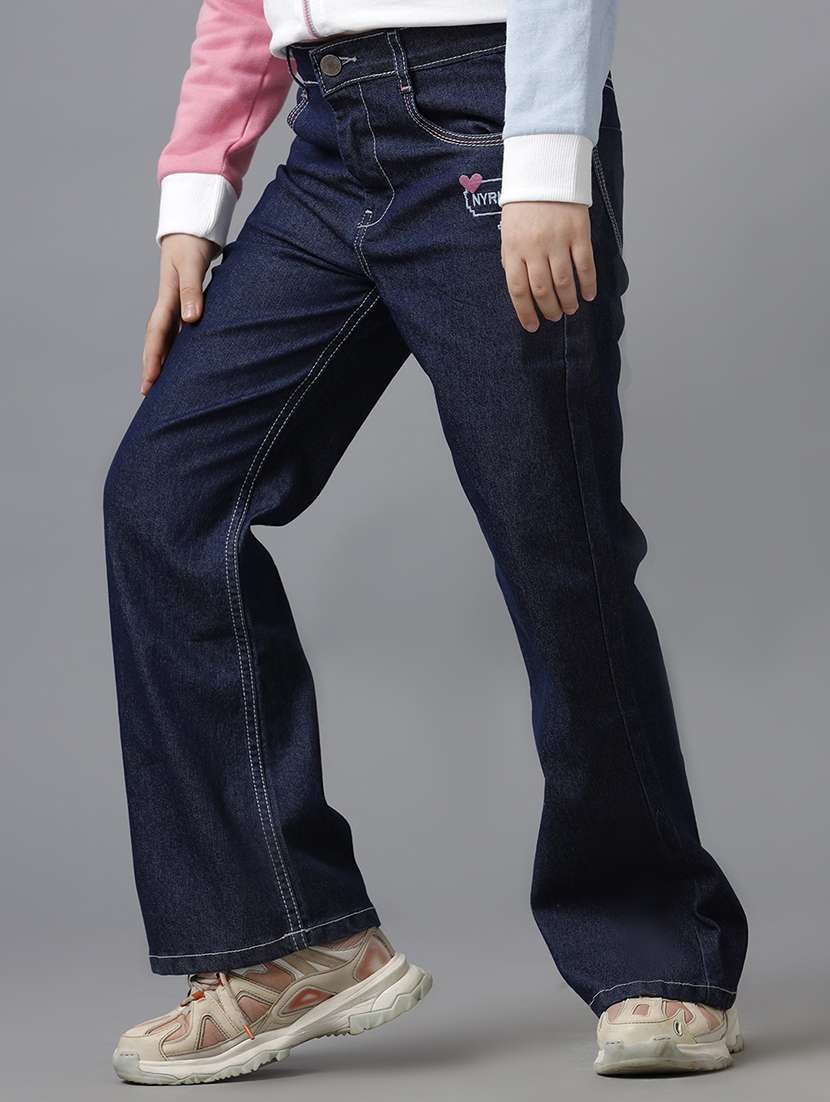 girls solid mid rise straight fit jean - 22071281 -  Standard Image - 1