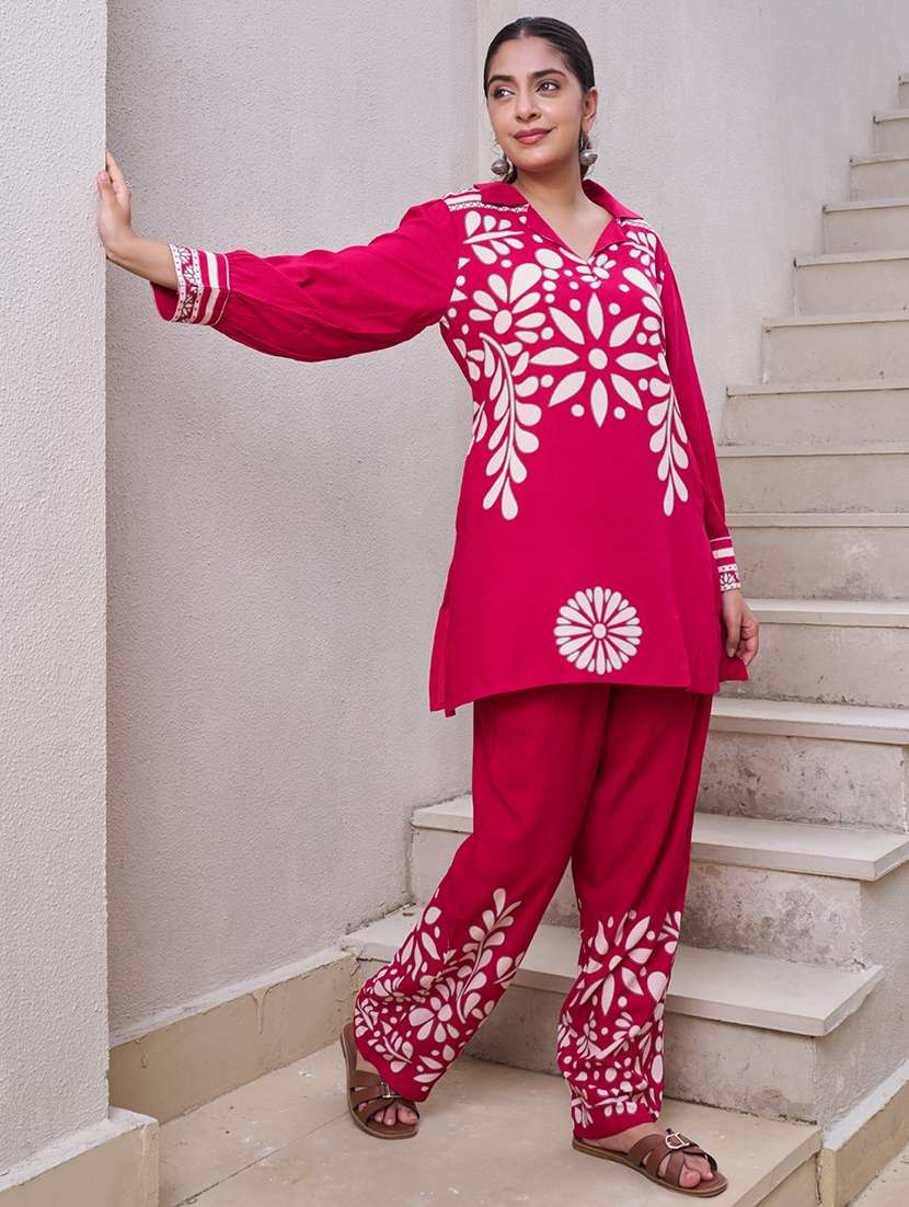 women printed long sleeve ethnic co-ord set - 22071294 -  Standard Image - 1