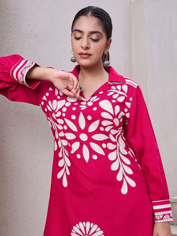 women printed long sleeve ethnic co-ord set - 22071294 - Standard Image - 4
