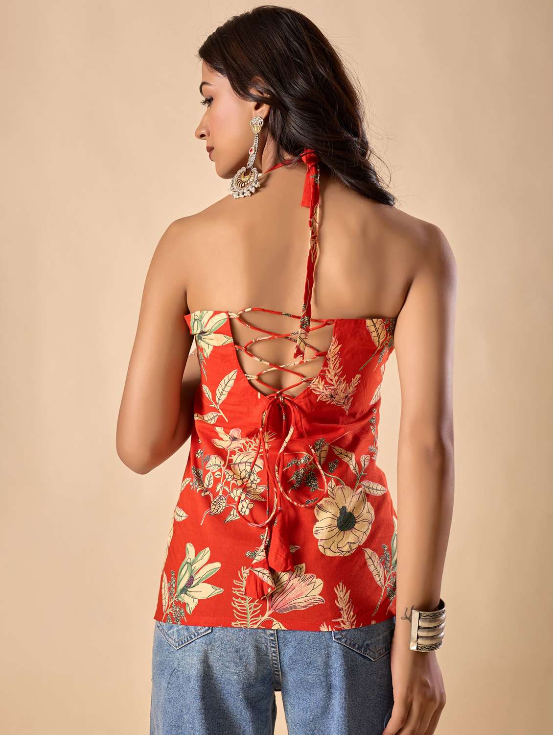 women floral printed halter neck ethnic top - 22071325 -  Standard Image - 4