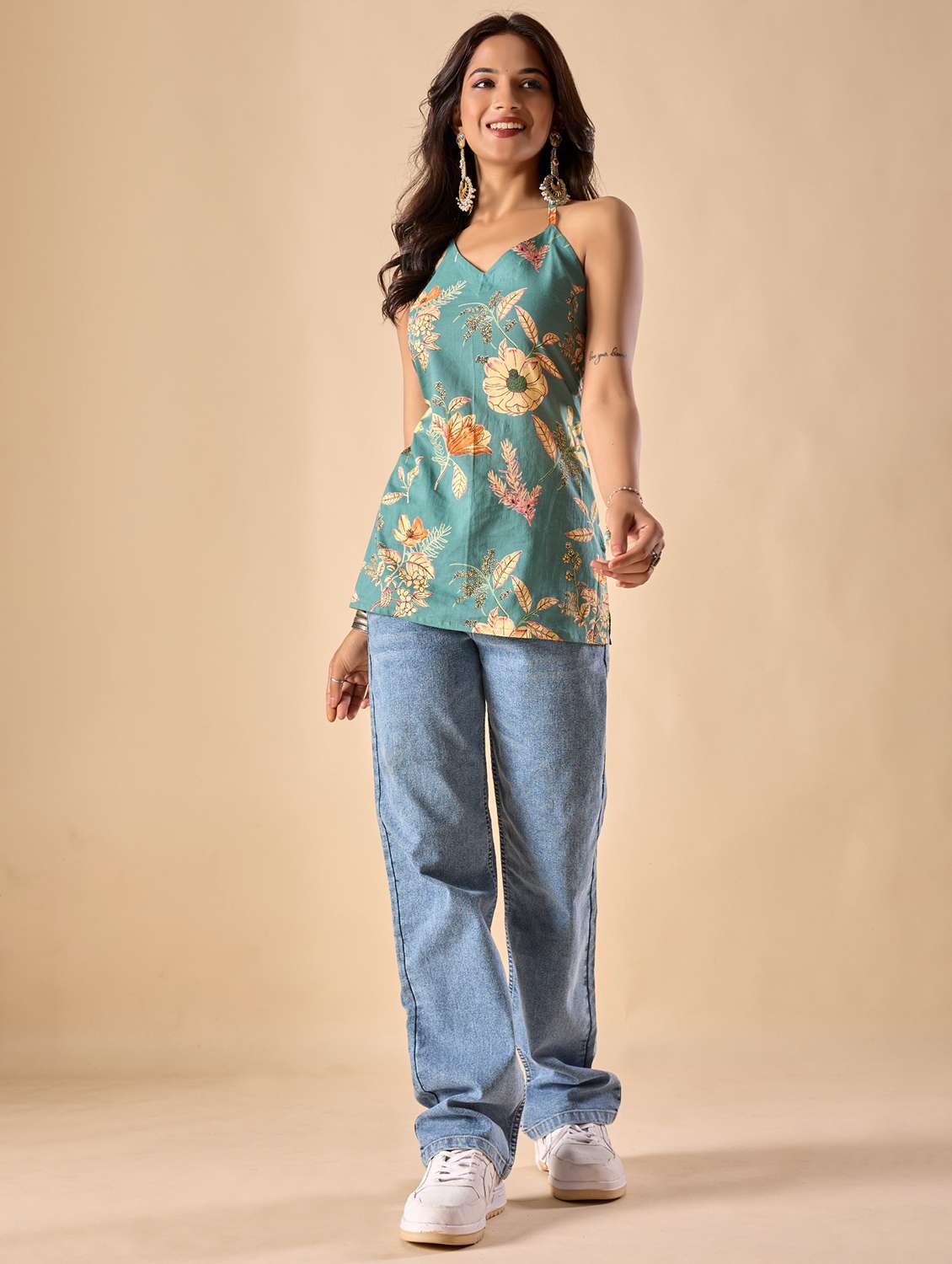 women floral printed halter neck ethnic top - 22071327 -  Standard Image - 4