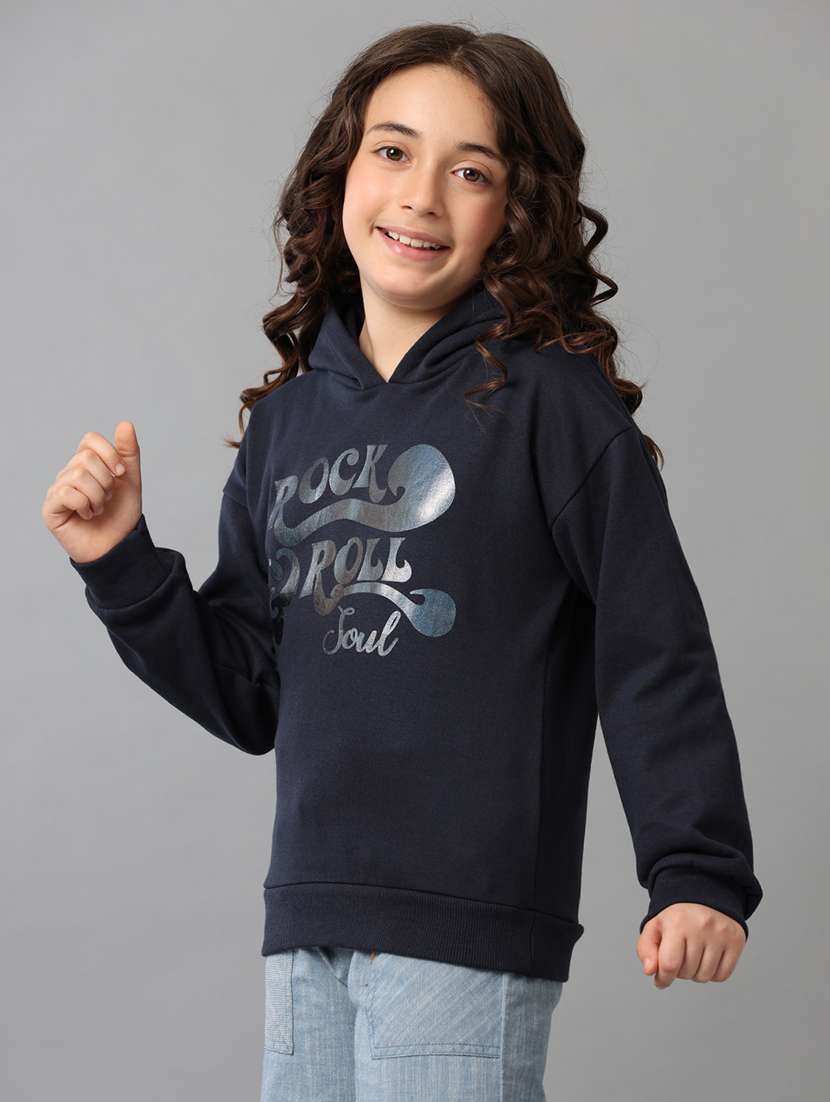 girls printed long sleeve hooded sweatshirt - 22071369 -  Standard Image - 1