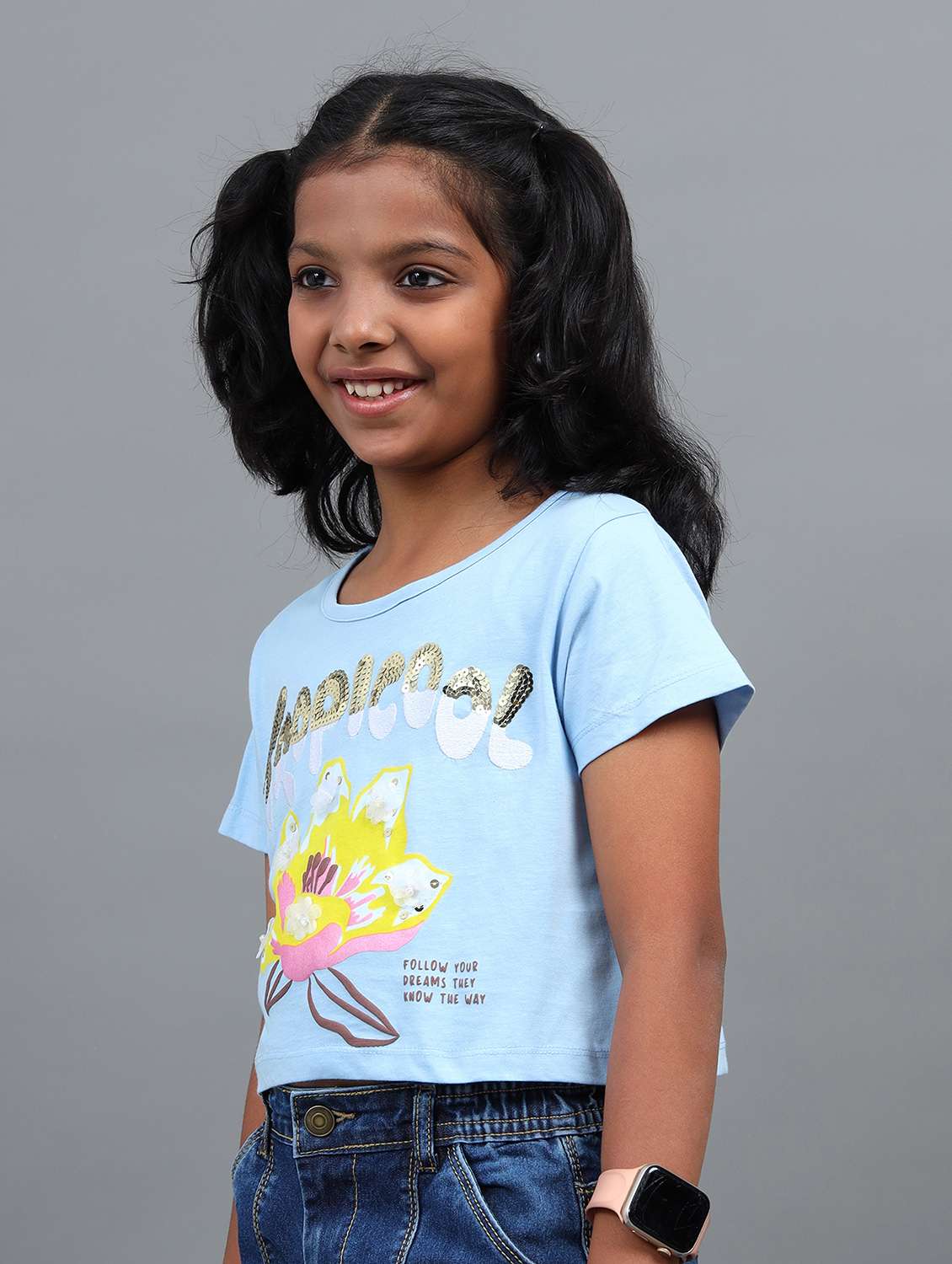 girls printed short sleeve regular fit tee - 22071384 -  Standard Image - 1