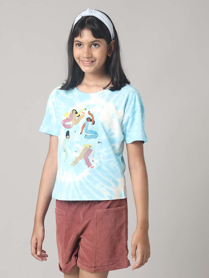 girls printed short sleeve regular fit crop tee - 22071387 -  Standard Image - 1