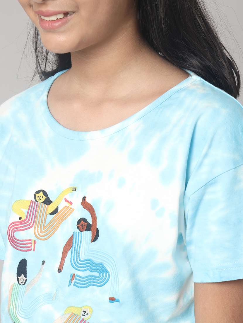 girls printed short sleeve regular fit crop tee - 22071387 -  Standard Image - 4