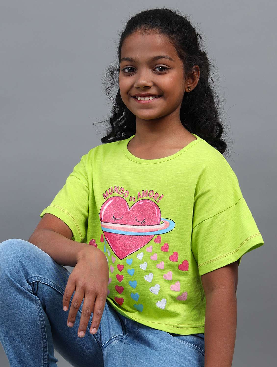 girls printed short sleeve regular fit crop tee - 22071391 -  Standard Image - 1