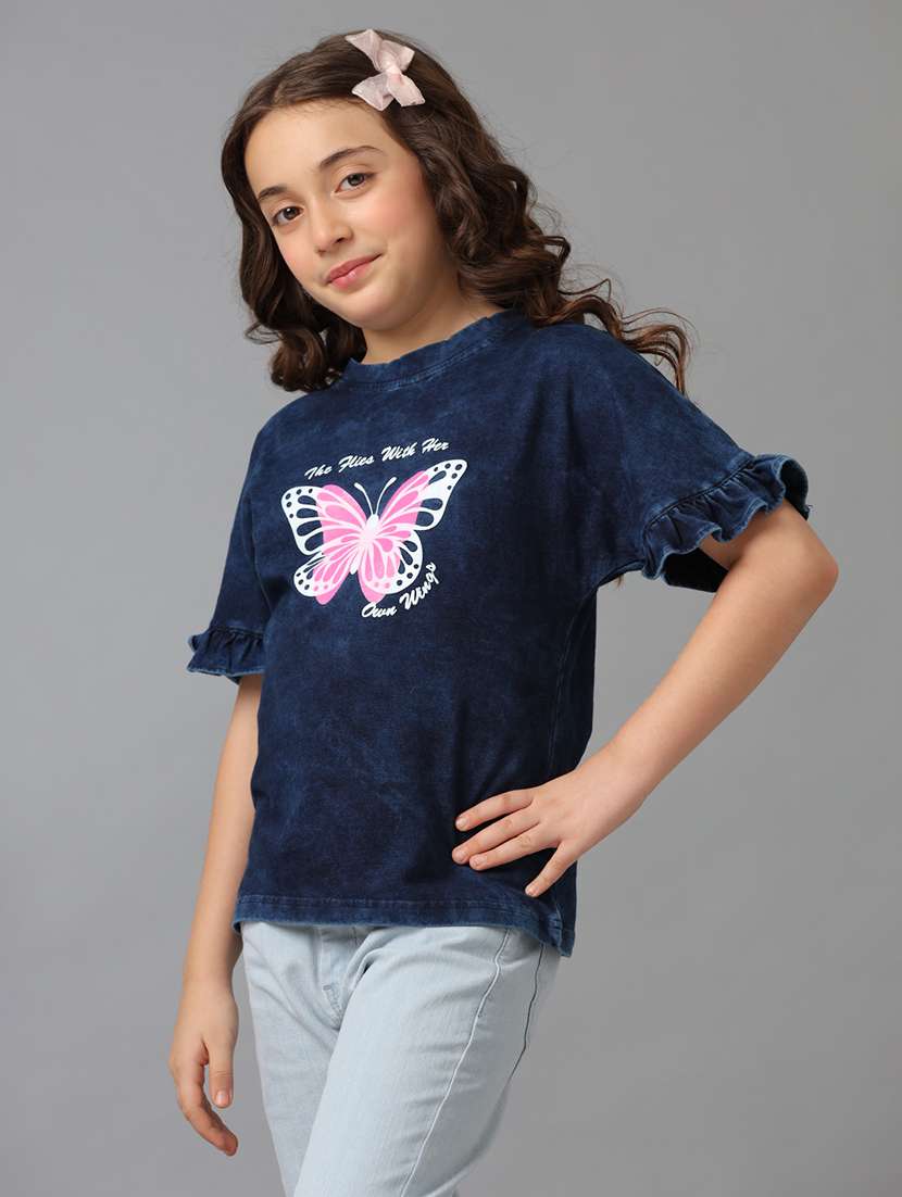 girls printed short sleeve regular fit tee - 22071403 -  Standard Image - 1