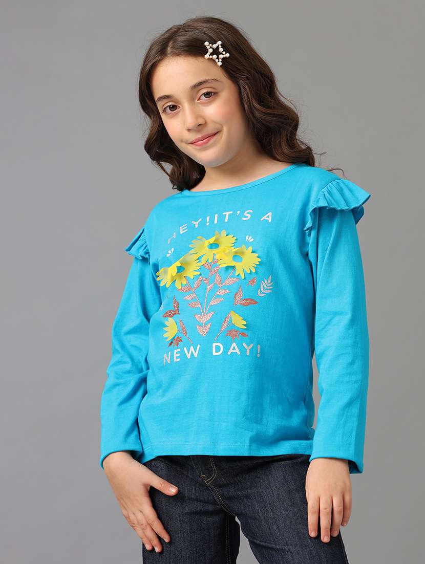 girls printed long sleeve regular fit tee - 22071404 -  Standard Image - 1