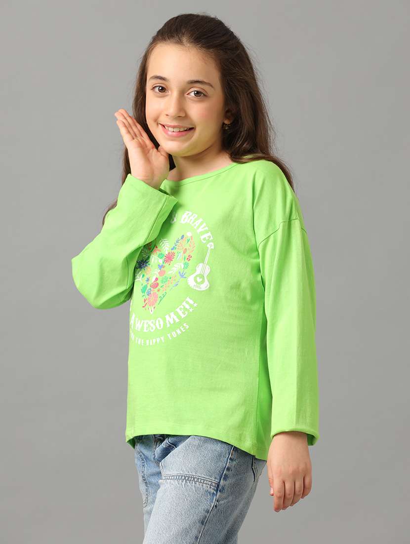 girls printed long sleeve regular fit tee - 22071407 -  Standard Image - 1