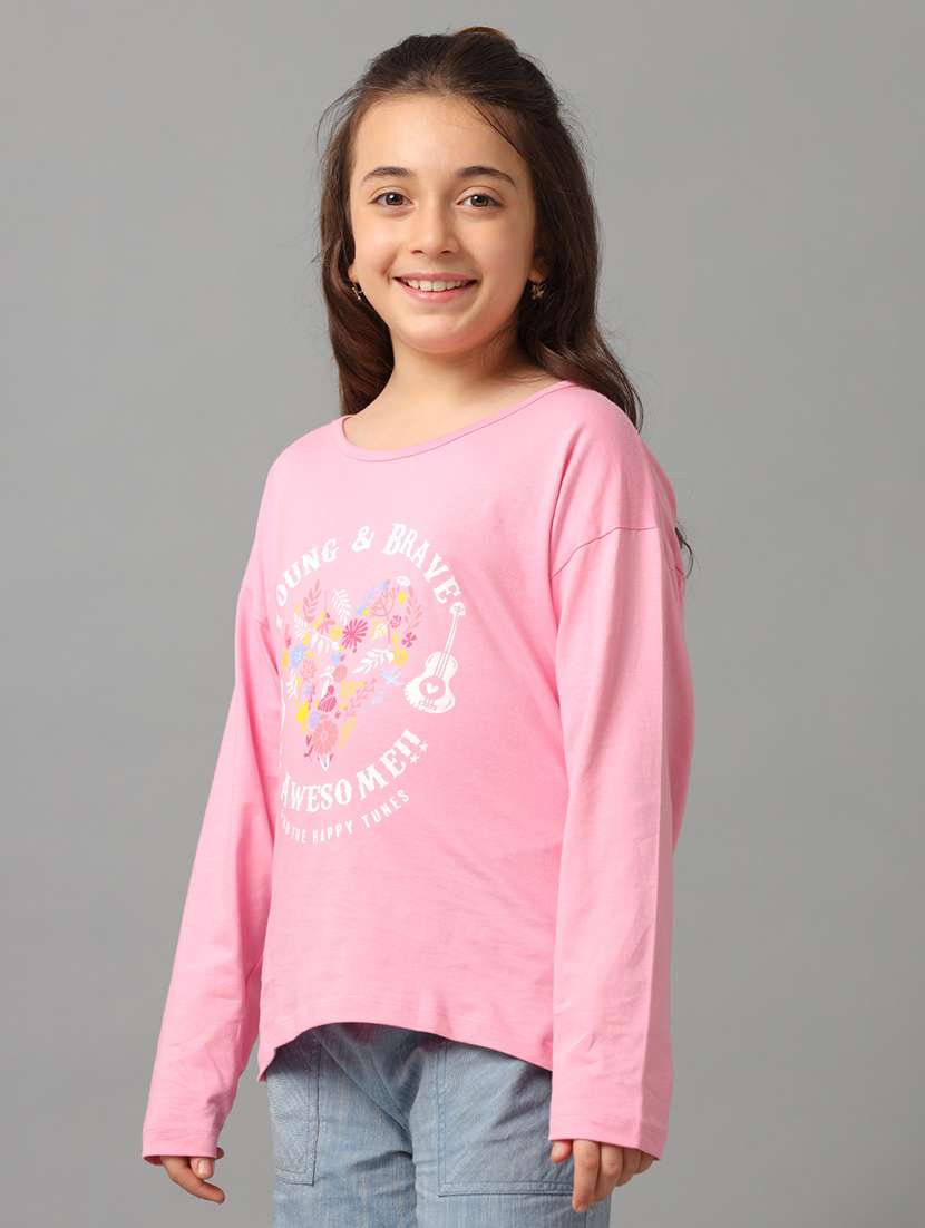 girls printed long sleeve regular fit tee - 22071408 -  Standard Image - 1