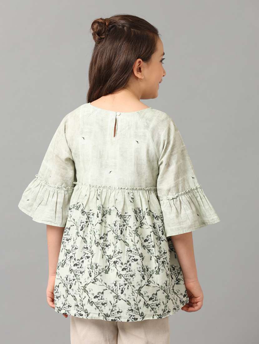 girls printed round neck peplum top - 22071461 - Standard Image - 4