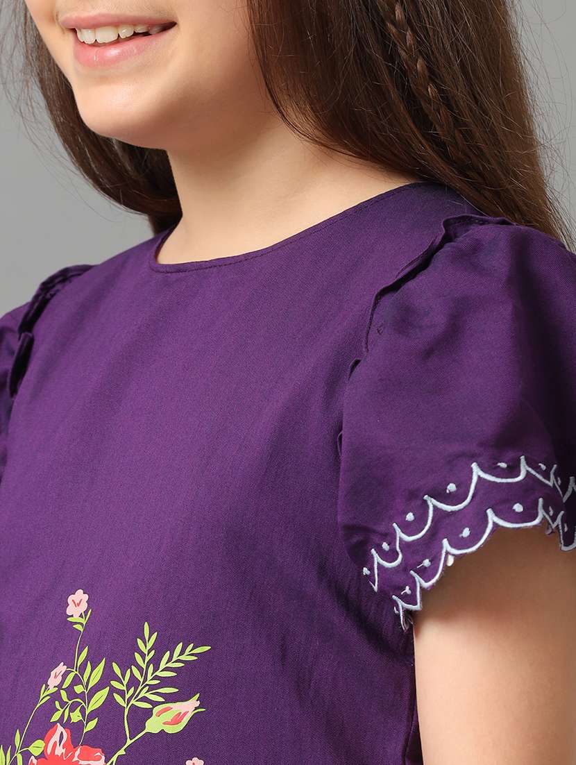 girls floral printed round neck top - 22071463 - Standard Image - 4
