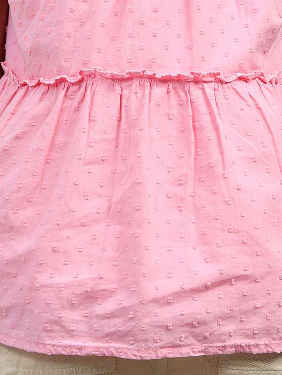 girls self designed round neck schiffli top - 22071466 - Standard Image - 4