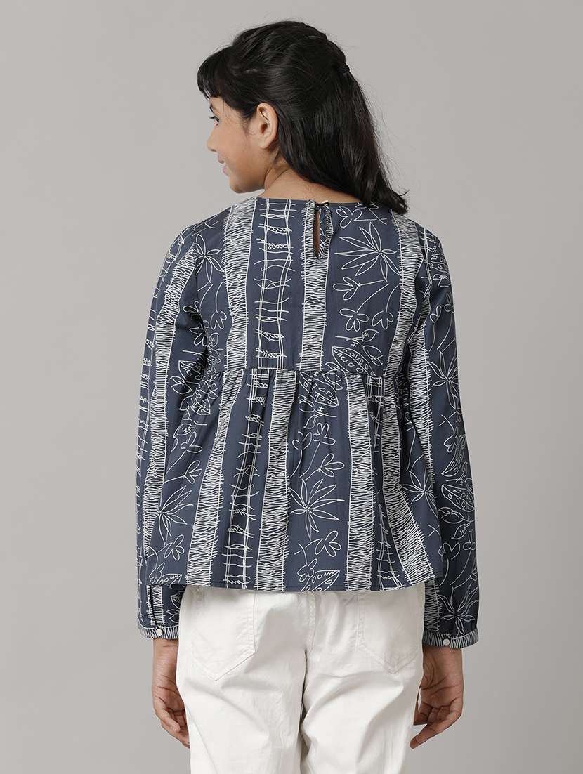 girls printed round neck peplum top - 22071469 -  Standard Image - 1