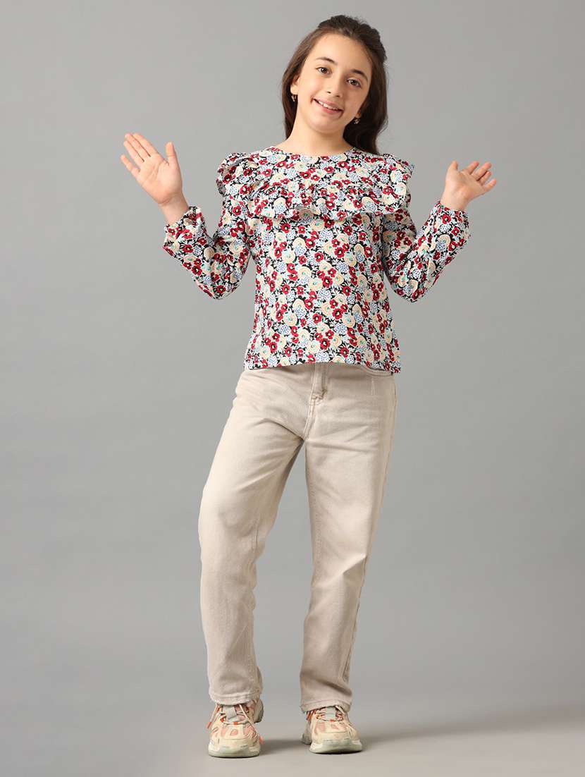 girls printed round neck top - 22071470 -  Standard Image - 1