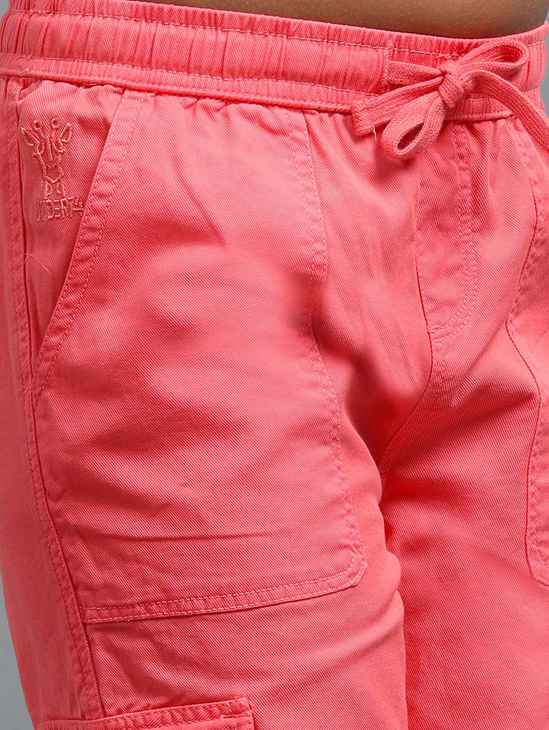 girls solid mid rise regular fit cargo - 22071495 - Standard Image - 4