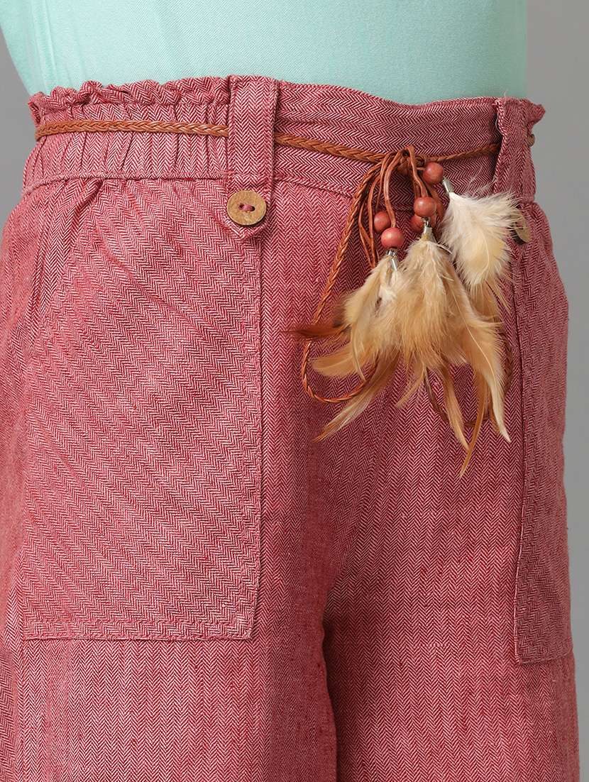 girls solid mid rise straight trouser - 22071498 -  Standard Image - 4