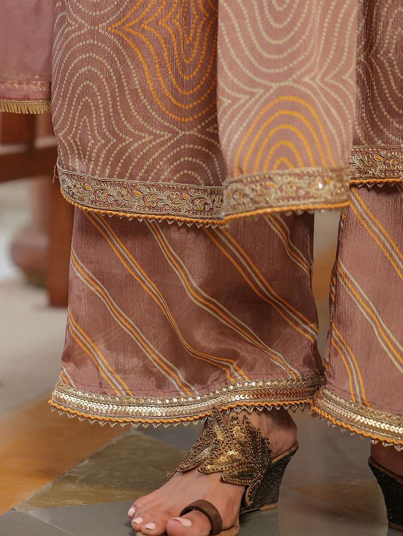 brown chiffon kurta pant set - 22071544 - Standard Image - 4