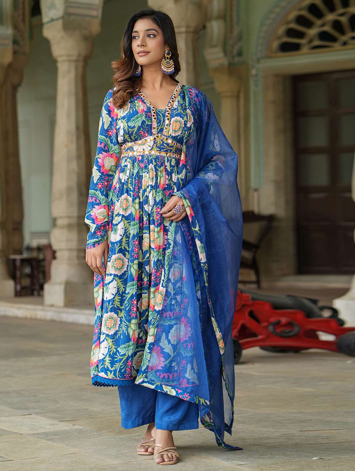 women long sleeve kurta pant with dupatta set - 22071552 -  Standard Image - 1