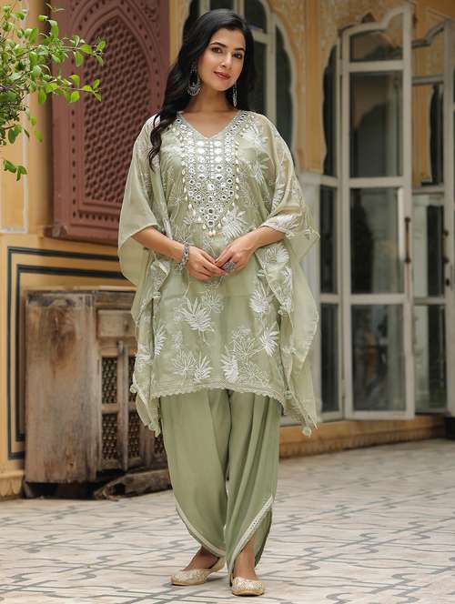 women embroidered kaftan and dhoti set - 22071567 -  Standard Image - 0