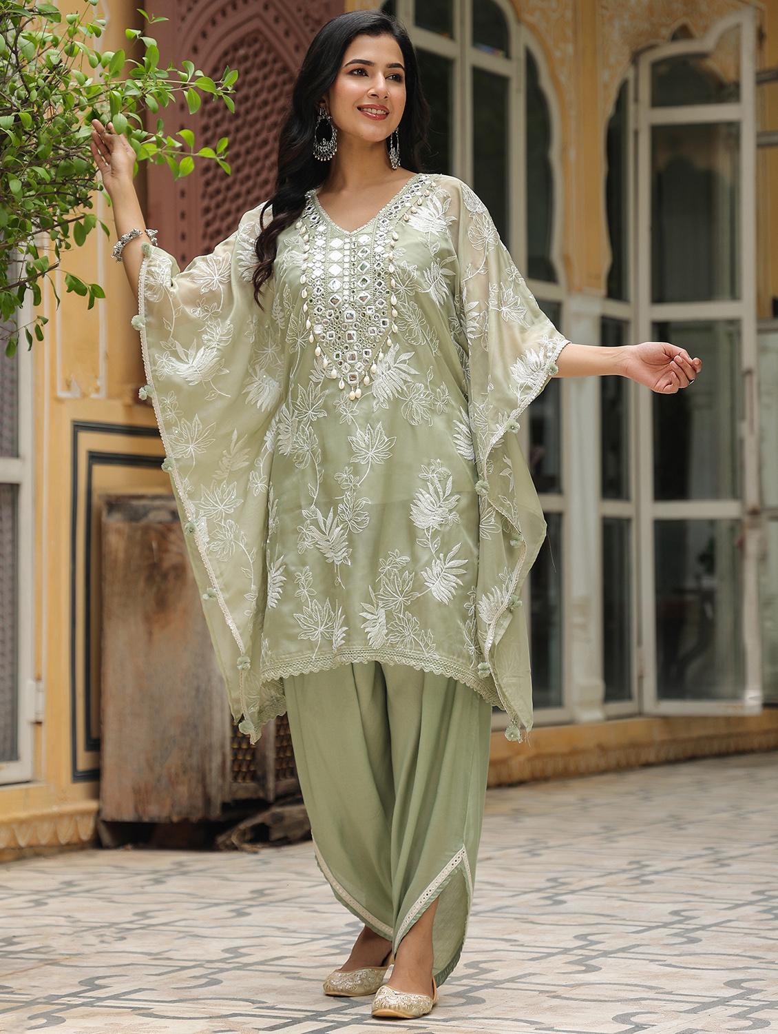 women embroidered kaftan and dhoti set - 22071567 -  Standard Image - 1