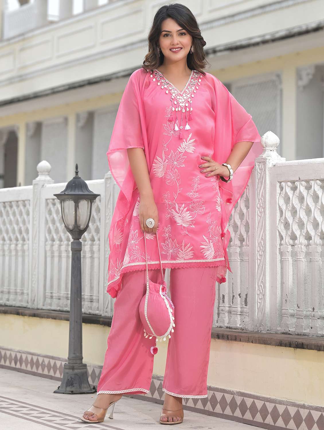 women embroidered kaftan and pant set - 22071572 -  Zoom Image - 0