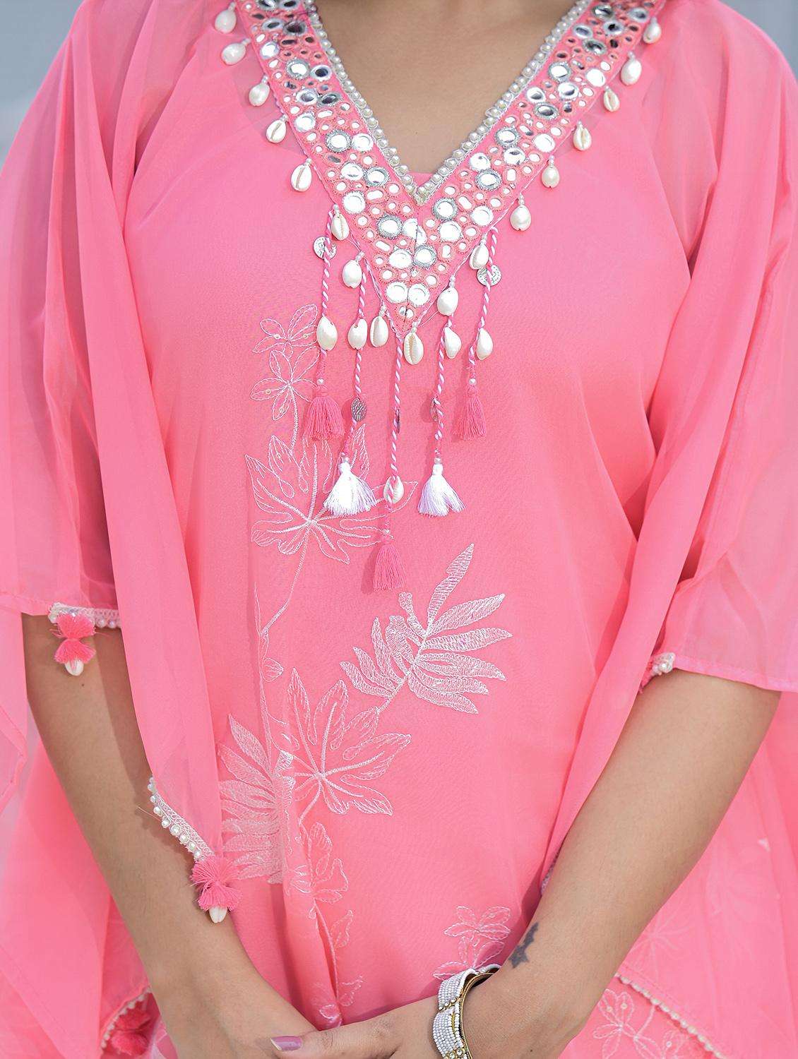 women embroidered kaftan and pant set - 22071572 -  Standard Image - 1