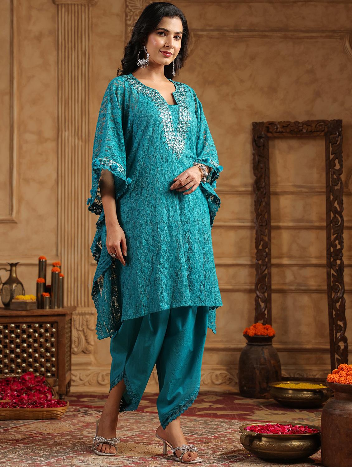 women embroidered kaftan and dhoti set - 22071573 - Standard Image - 1
