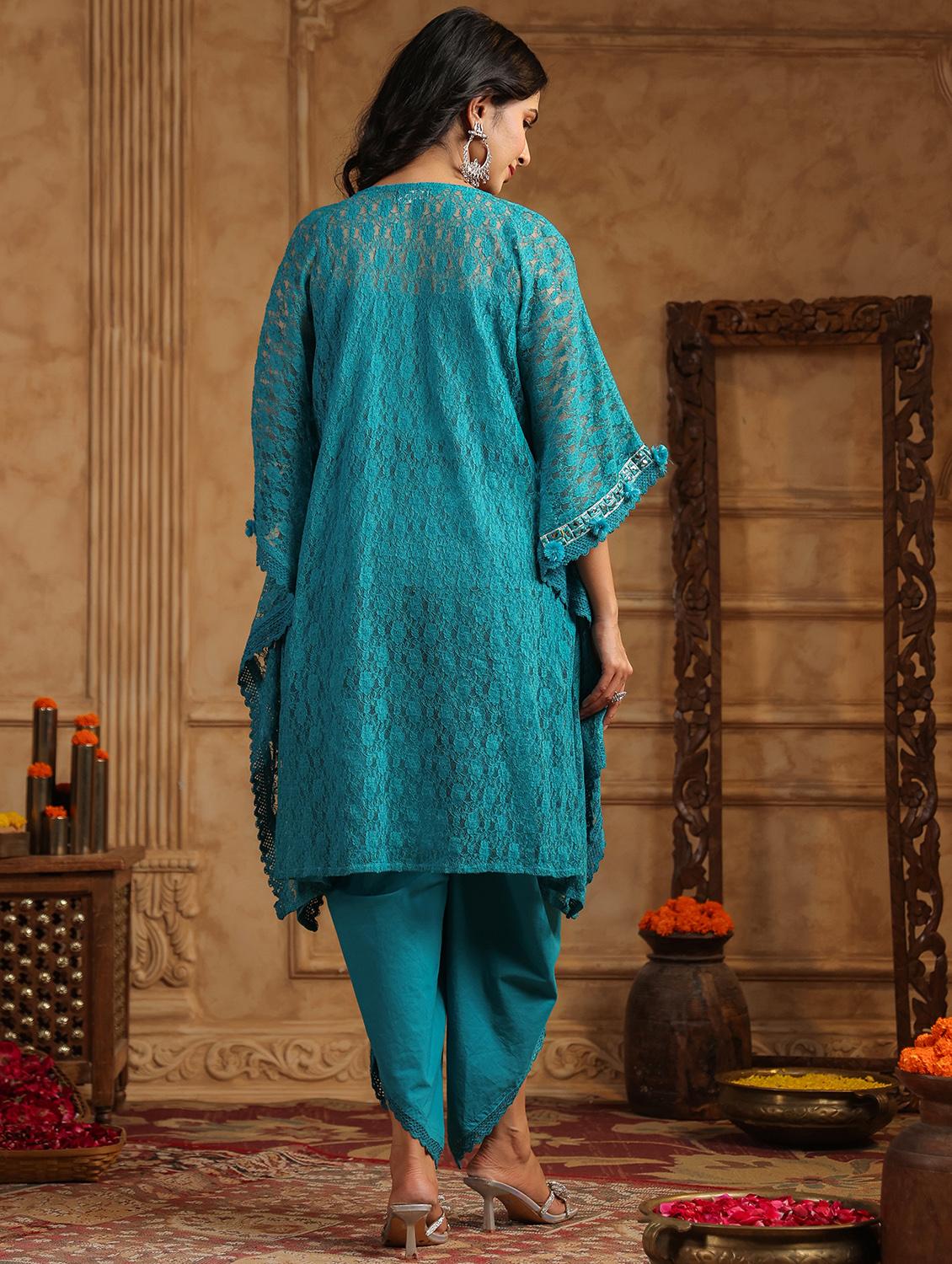 women embroidered kaftan and dhoti set - 22071573 - Standard Image - 4