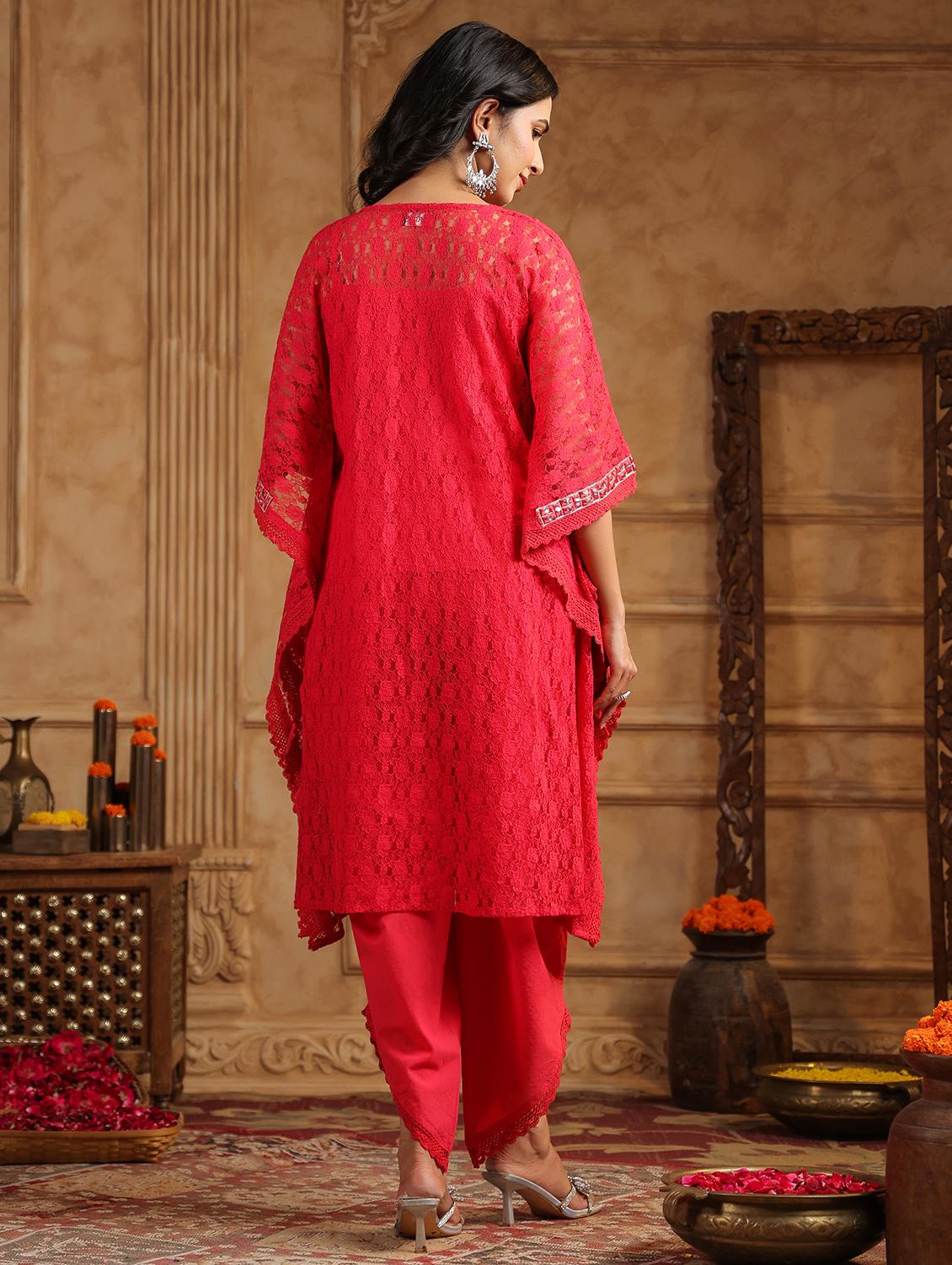 women embroidered kaftan and palazzo set - 22071574 - Standard Image - 4
