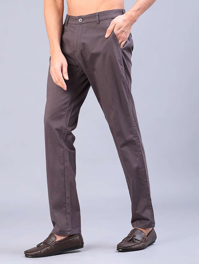 men solid mid rise straight fit chinos  - 22071700 -  Standard Image - 1