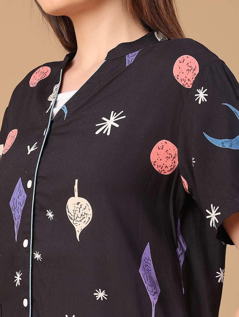 women printed nightwear pyjama set - 22071714 -  Standard Image - 4