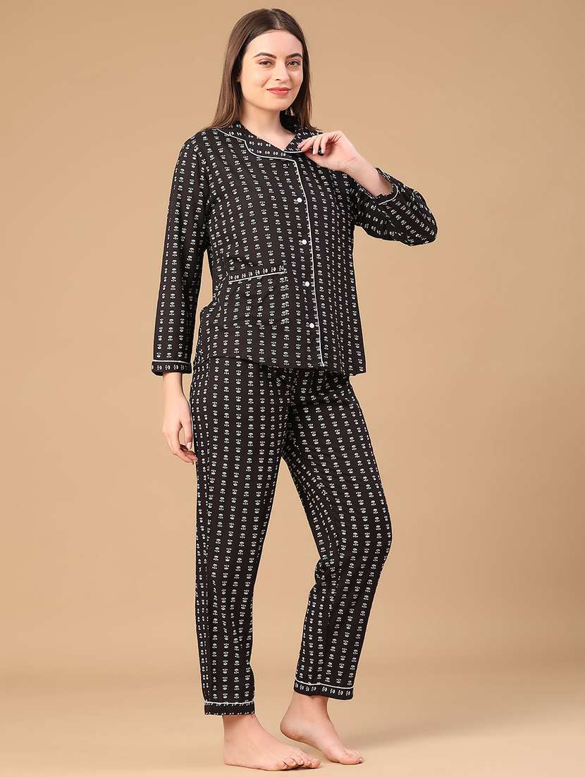 women printed nightwear pyjama set - 22071715 -  Standard Image - 1