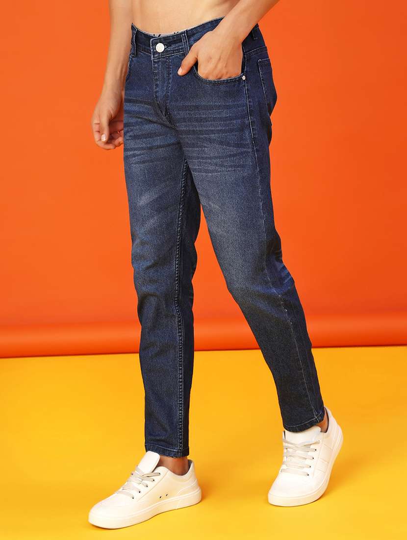 men washed mid rise full length slim fit jeans - 22071728 -  Standard Image - 1