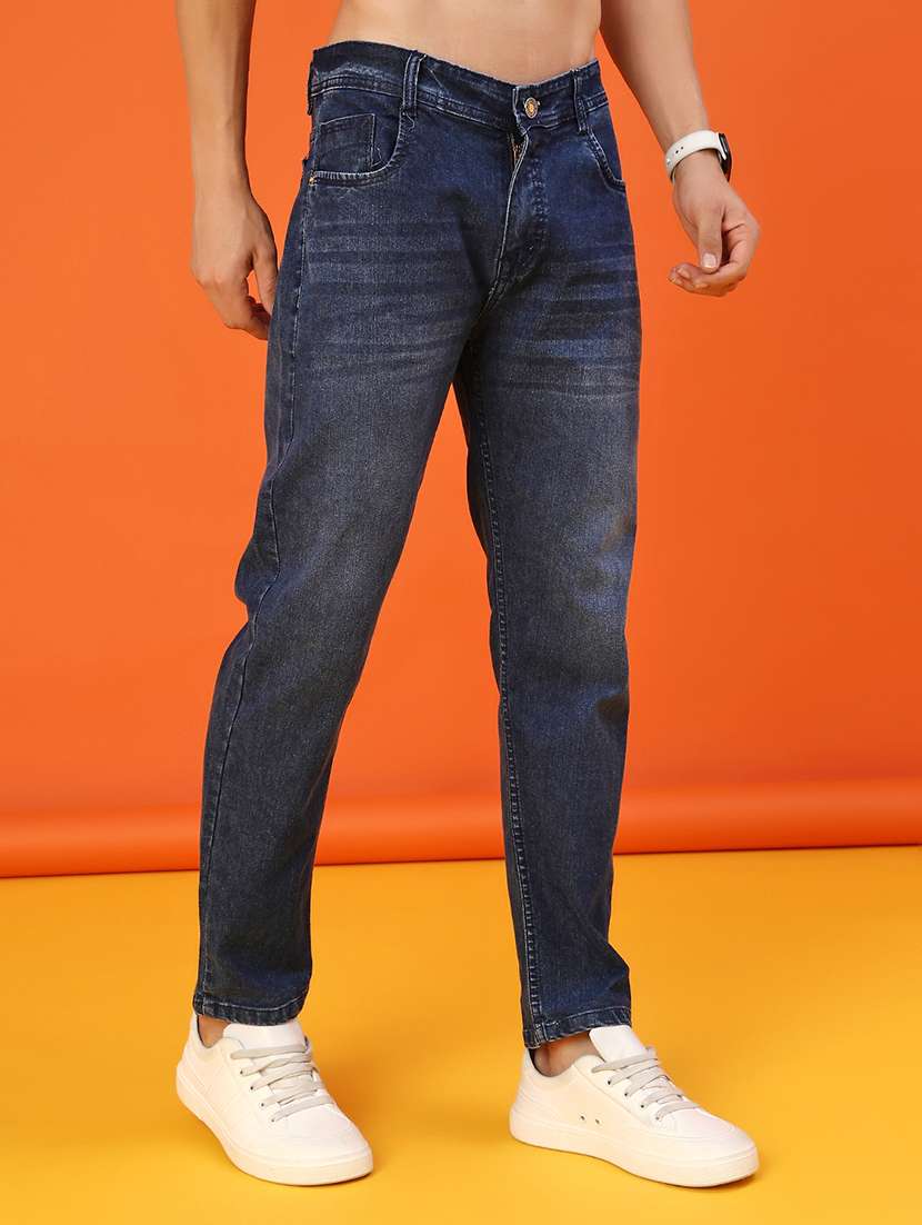 men washed mid rise full length slim fit jeans - 22071729 -  Standard Image - 1