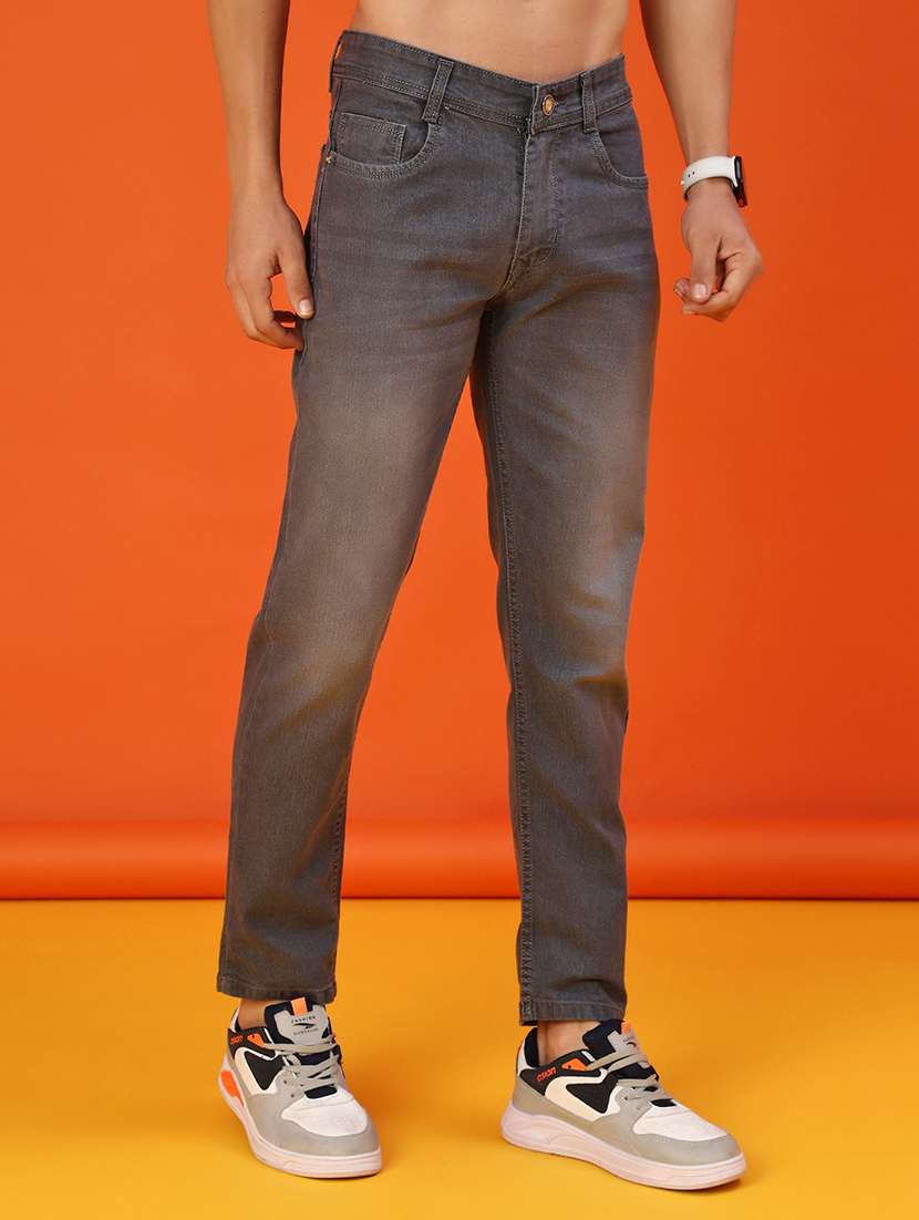 men washed mid rise full length slim fit jeans - 22071730 -  Standard Image - 1