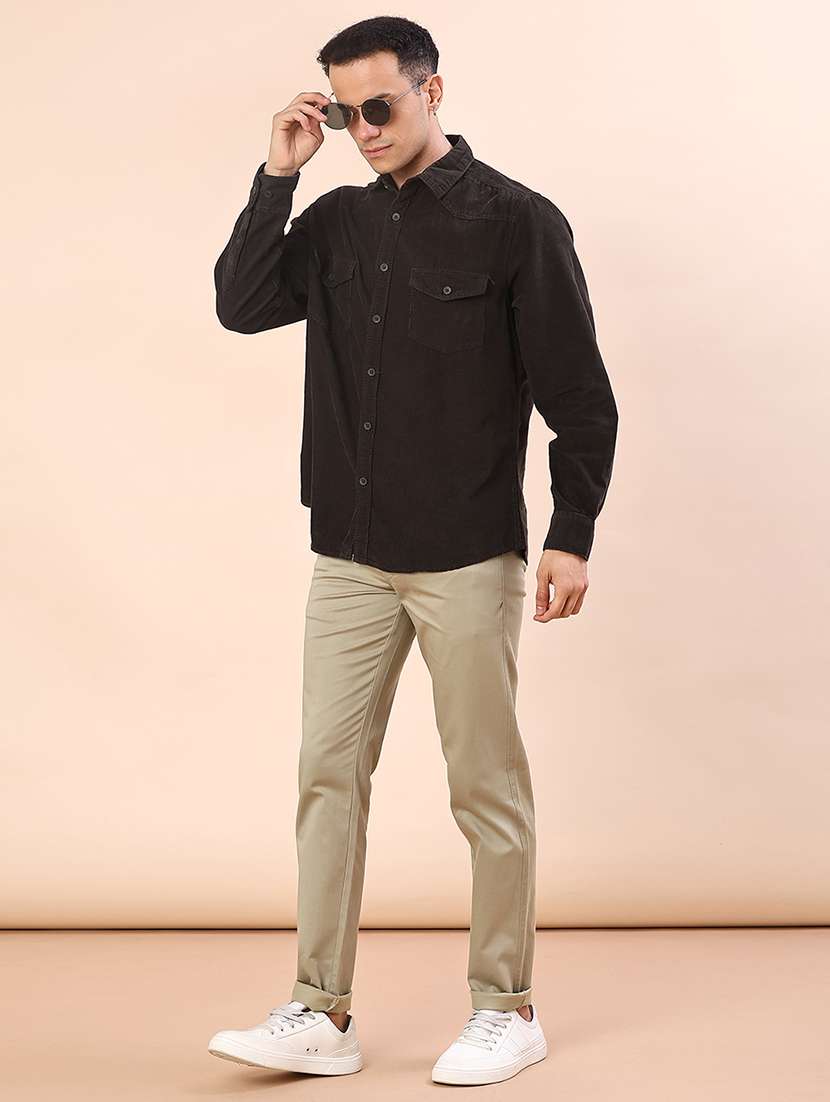 men solid mid rise chinos casual trouser - 22071805 -  Standard Image - 4