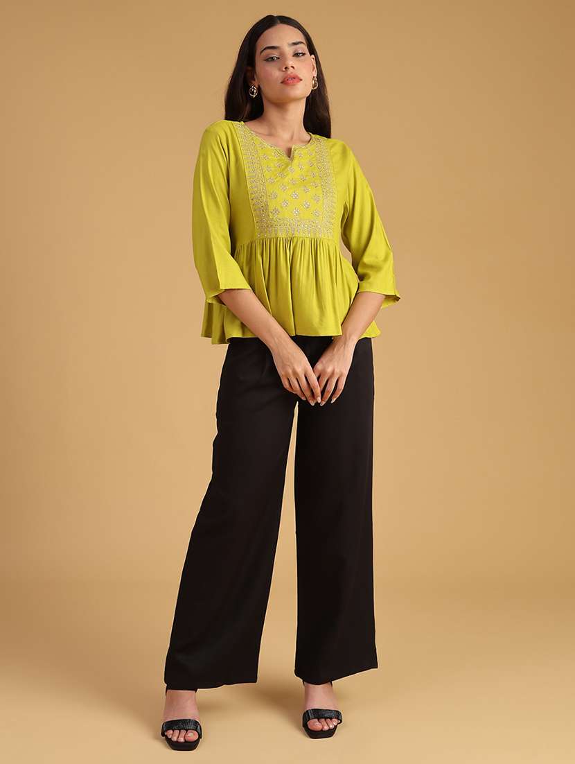 women embroidered puff sleeve flared kurti - 22071807 -  Standard Image - 4