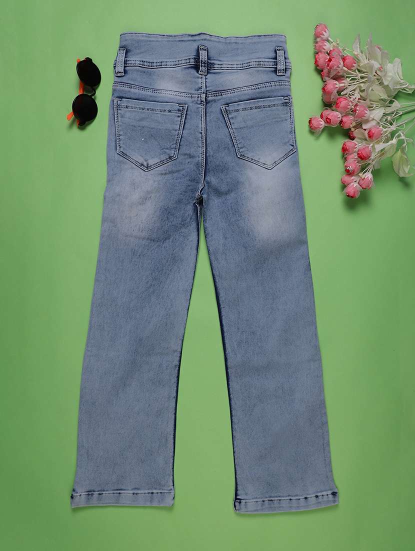 girls washed mid rise straight jeans - 22072008 -  Standard Image - 1