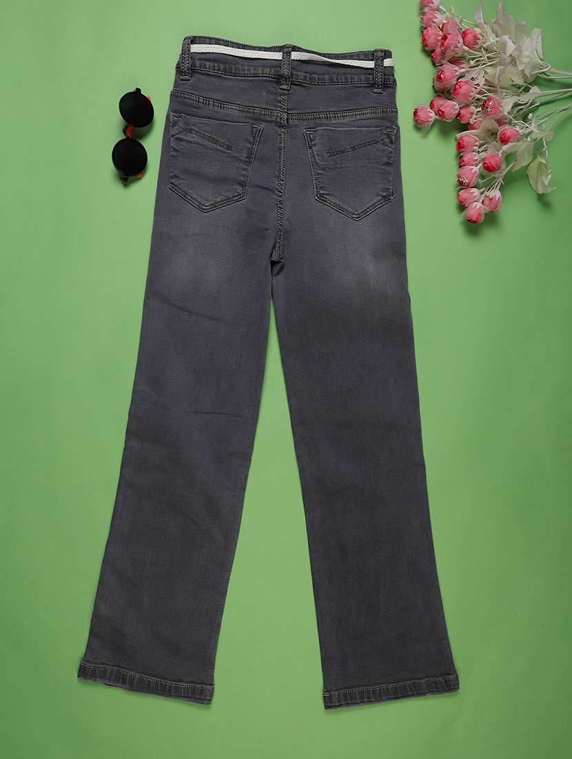 girls washed mid rise straight jeans - 22072015 -  Standard Image - 1