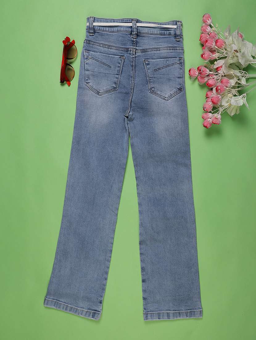 girls washed mid rise straight jeans - 22072020 -  Standard Image - 1
