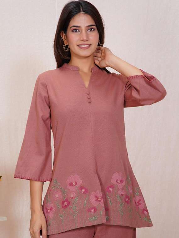women embroidered three quarter sleeve ethnic co-ord set - 22072034 - Standard Image - 4